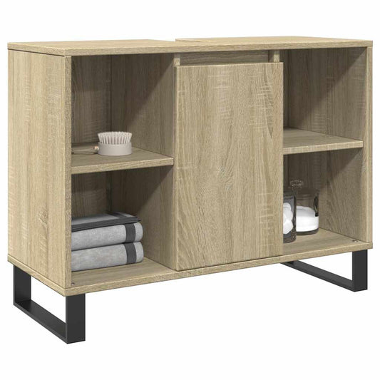 Badeværelsesskab 80X33X60 Cm Konstrueret Træ Sonoma-Eg