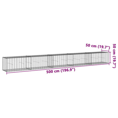 Gabionkurv Med Cover 500x50x50 Cm Galvaniseret Jern - Billede 7