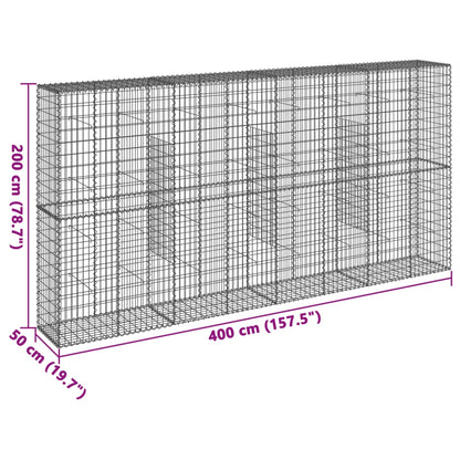 Gabionkurv Med Cover 400x50x200 Cm Galvaniseret Jern - Billede 7