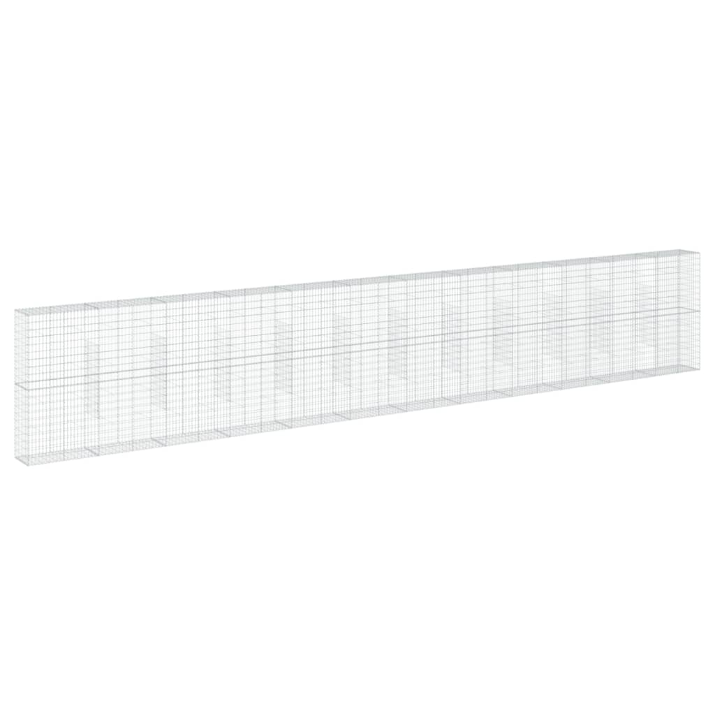 Gabionkurv Med Cover 1200x50x200 Cm Galvaniseret Jern - Billede 5