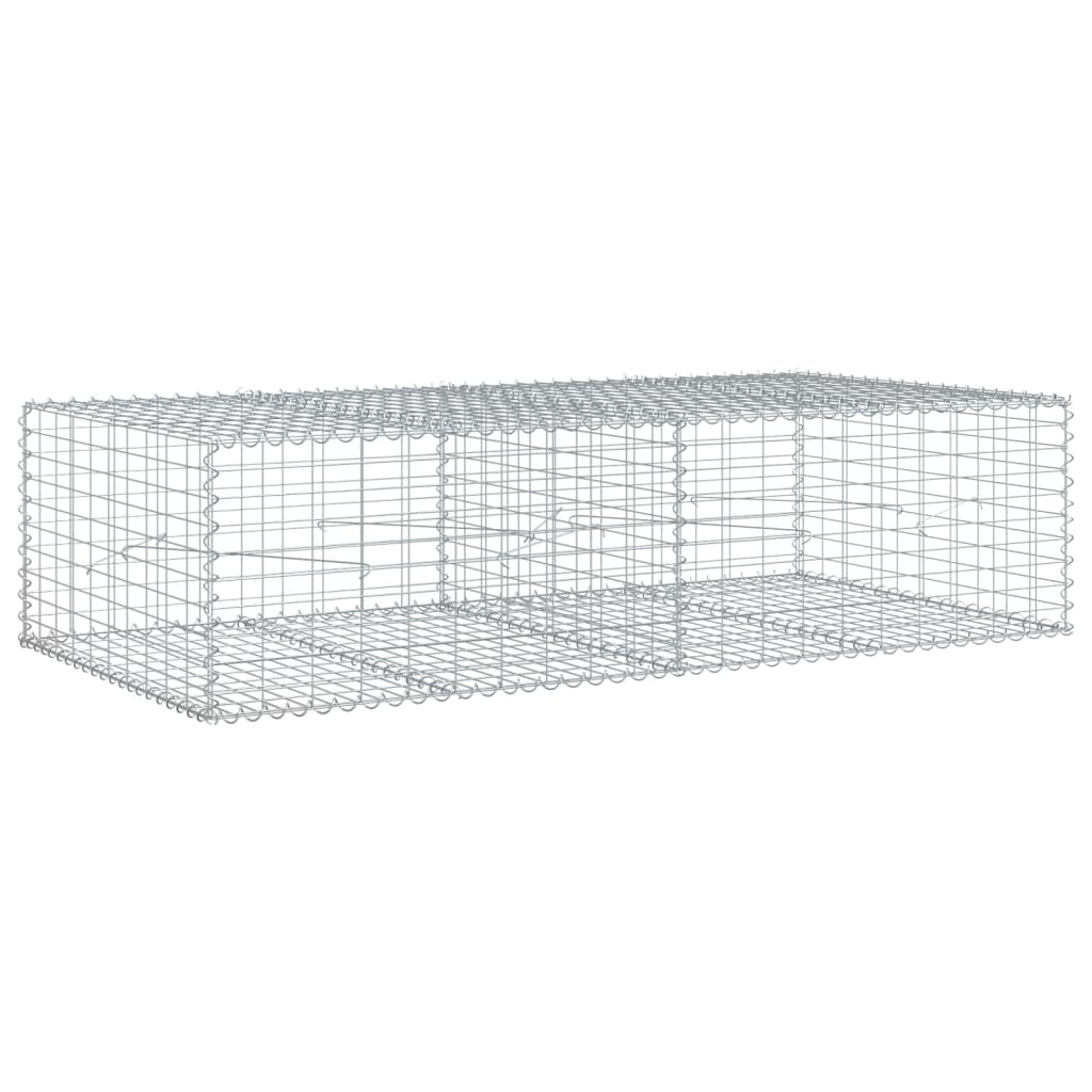 Gabionkurv Med Cover 200x100x50 Cm Galvaniseret Jern - Billede 2