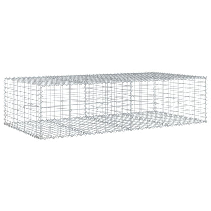 Gabionkurv Med Cover 200x100x50 Cm Galvaniseret Jern - Billede 2