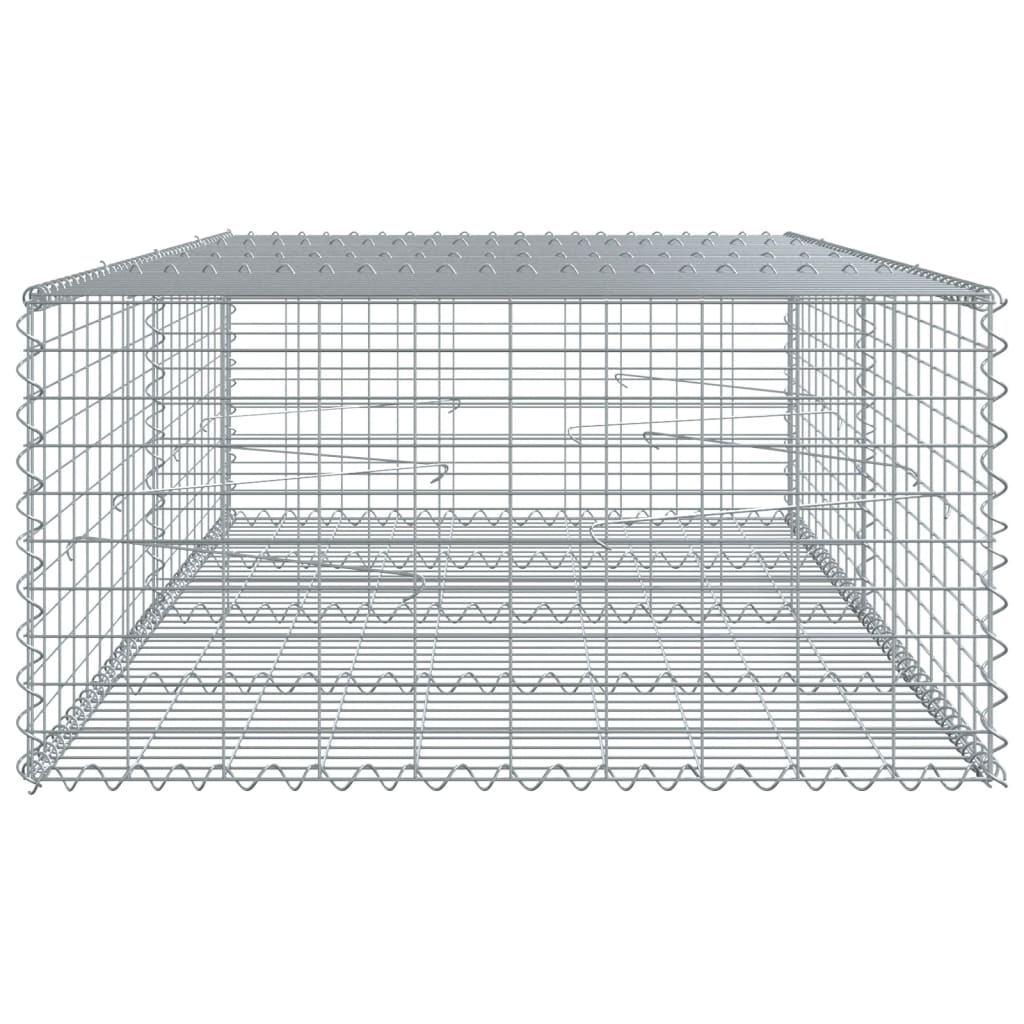 Gabionkurv Med Cover 200x100x50 Cm Galvaniseret Jern - Billede 4