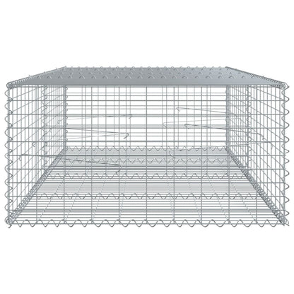 Gabionkurv Med Cover 200x100x50 Cm Galvaniseret Jern - Billede 4
