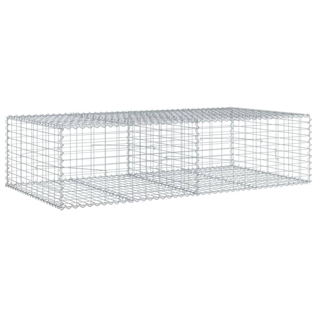 Gabionkurv Med Cover 200x100x50 Cm Galvaniseret Jern - Billede 5