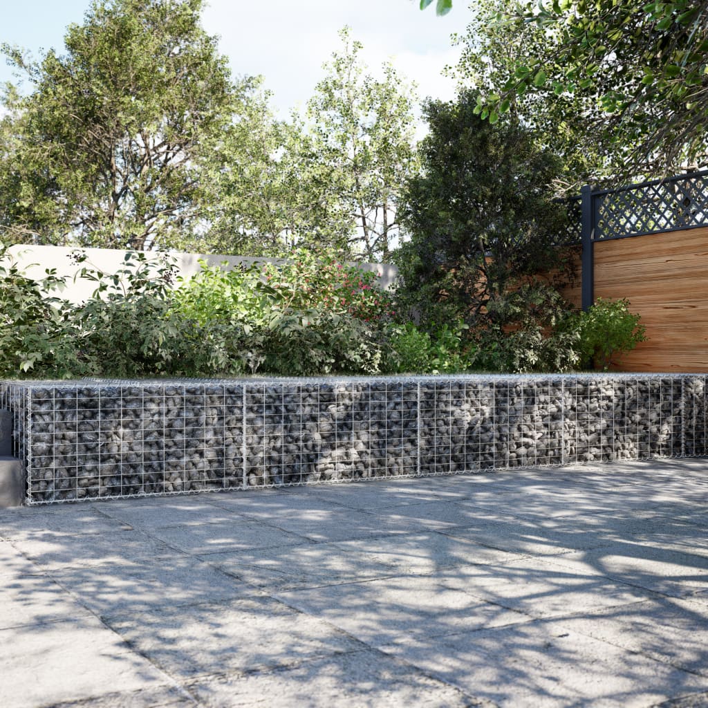 Gabionkurv Med Cover 1000x100x50 Cm Galvaniseret Jern - Hovedbillede