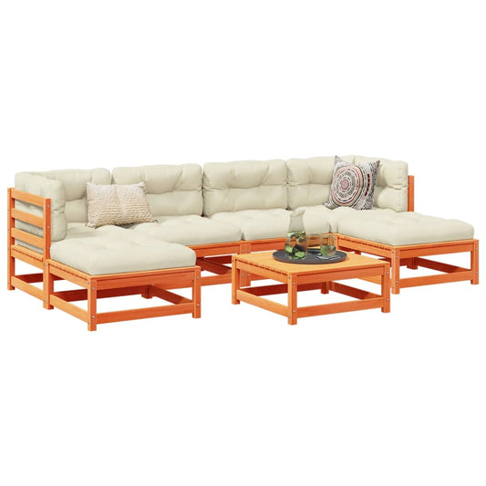 Sofasæt Til Haven 7 Dele Med Hynder Massivt Fyr