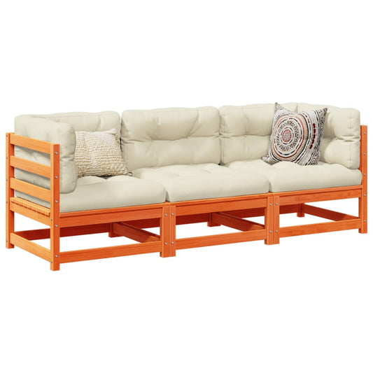 Sofasæt Til Haven 3 Dele Med Hynder Massivt Fyr