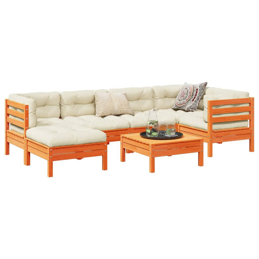 Sofasæt Til Haven 7 Dele Med Hynder Massivt Fyr