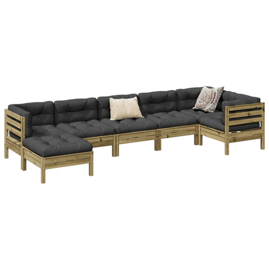 Sofasæt Til Haven 7 Dele Med Hynder Imprægneret Fyrretræ