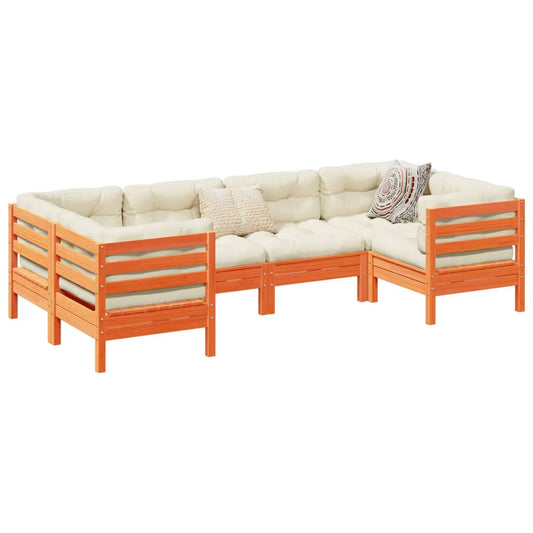 Sofasæt Til Haven 6 Dele Med Hynder Massivt Fyr