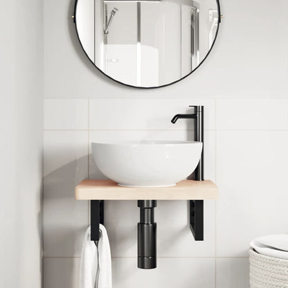 Badeværelseshylde Stål Og Massivt Bøgetræ