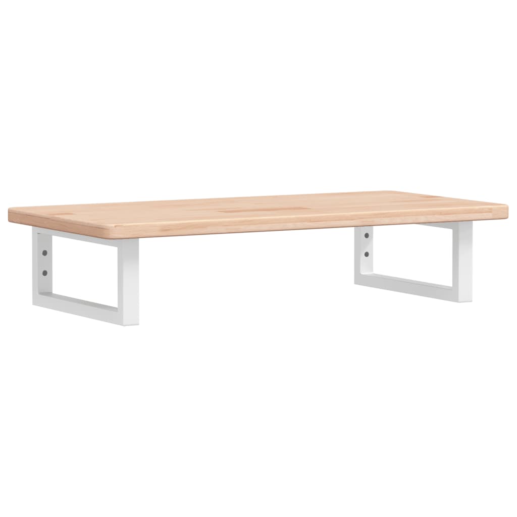 Badeværelseshylde Stål Og Massivt Egetræ Brun Og Hvid