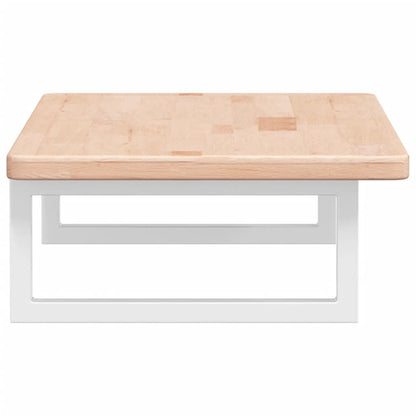 Badeværelseshylde Stål Og Massivt Egetræ Brun Og Hvid