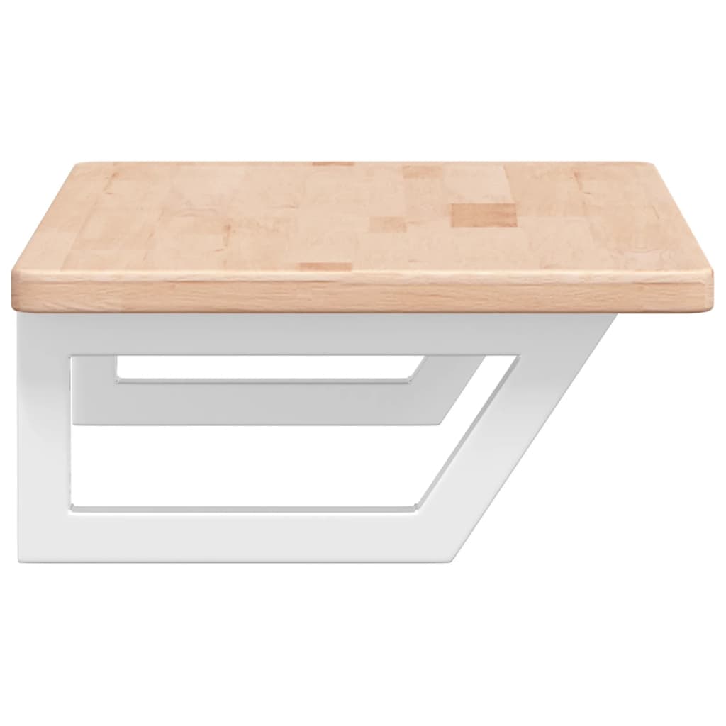 Badeværelseshylde Stål Og Massivt Egetræ Brun Og Hvid