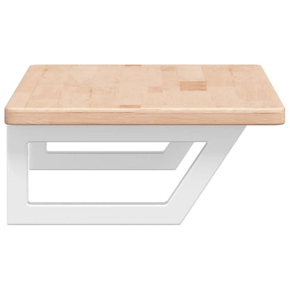 Badeværelseshylde Stål Og Massivt Egetræ Brun Og Hvid