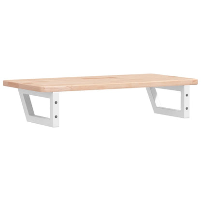 Badeværelseshylde Stål Og Massivt Egetræ Brun Og Hvid