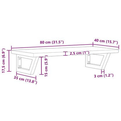 Badeværelseshylde Stål Og Massivt Egetræ Brun Og Hvid