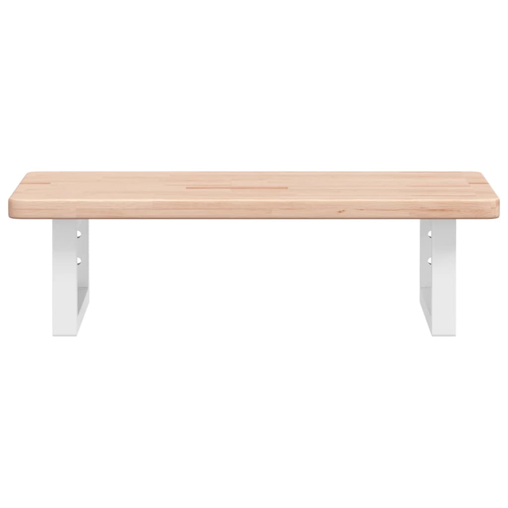 Badeværelseshylde Stål Og Massivt Egetræ Brun Og Hvid