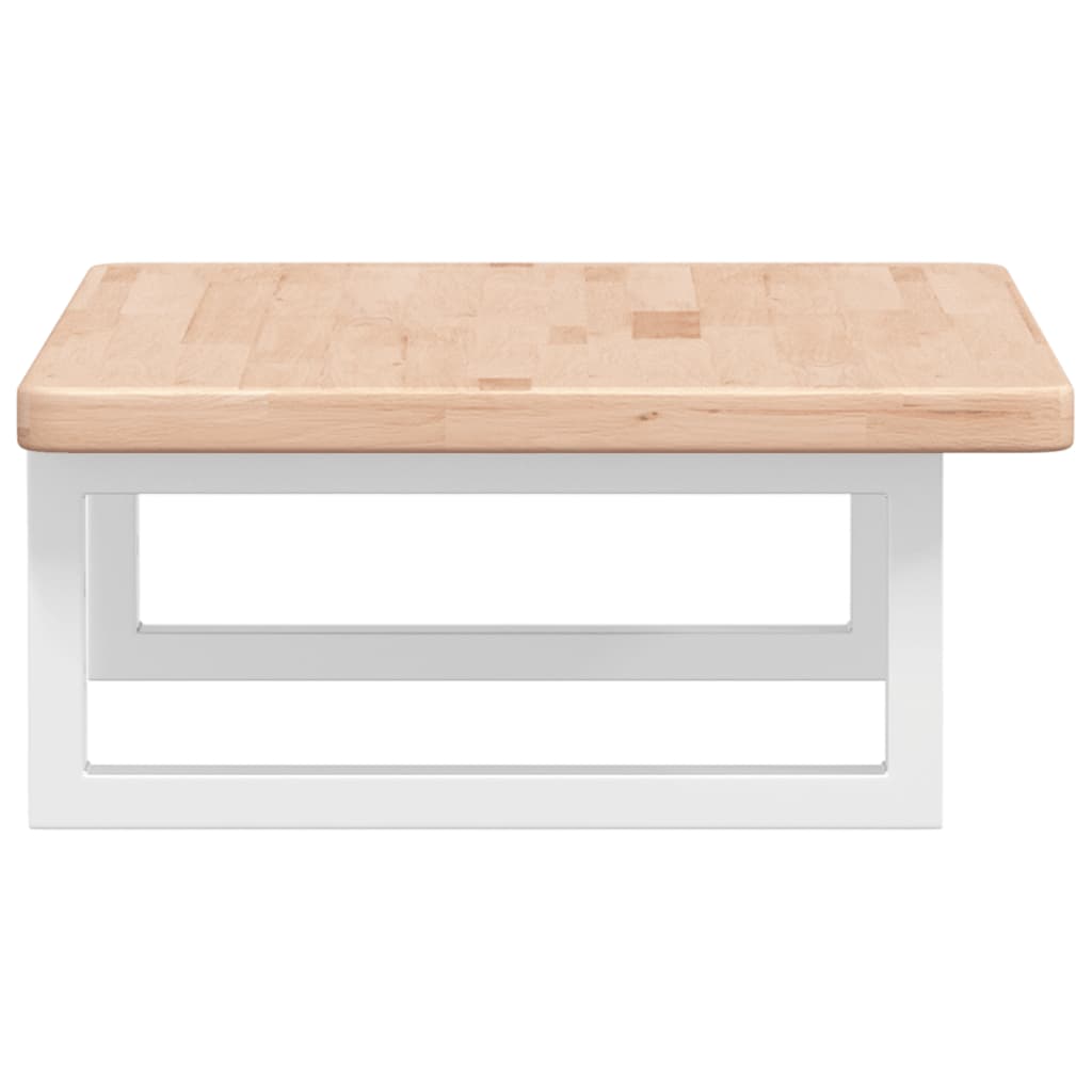 Badeværelseshylde Stål Og Massivt Egetræ Brun Og Hvid