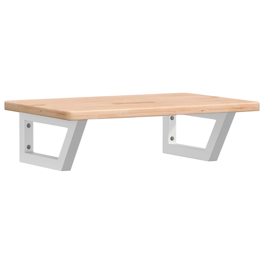 Badeværelseshylde Stål Og Massivt Egetræ Brun Og Hvid