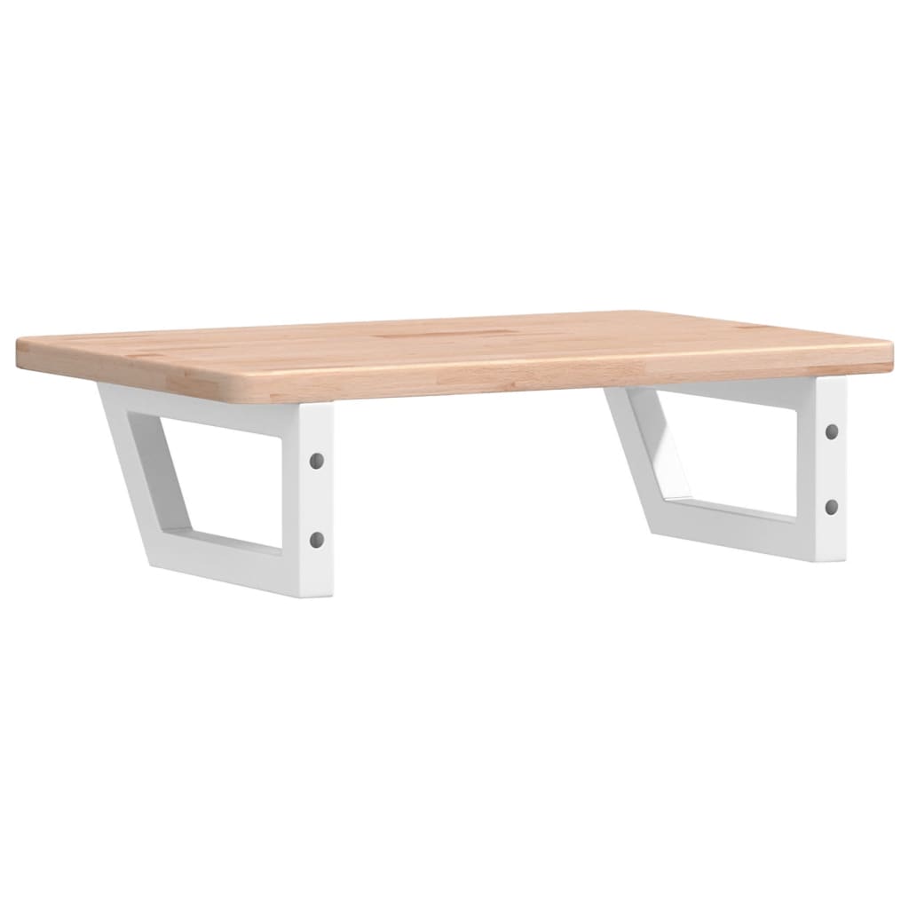 Badeværelseshylde Stål Og Massivt Egetræ Brun Og Hvid