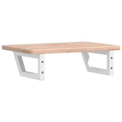 Badeværelseshylde Stål Og Massivt Egetræ Brun Og Hvid