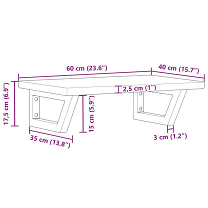 Badeværelseshylde Stål Og Massivt Egetræ Brun Og Hvid