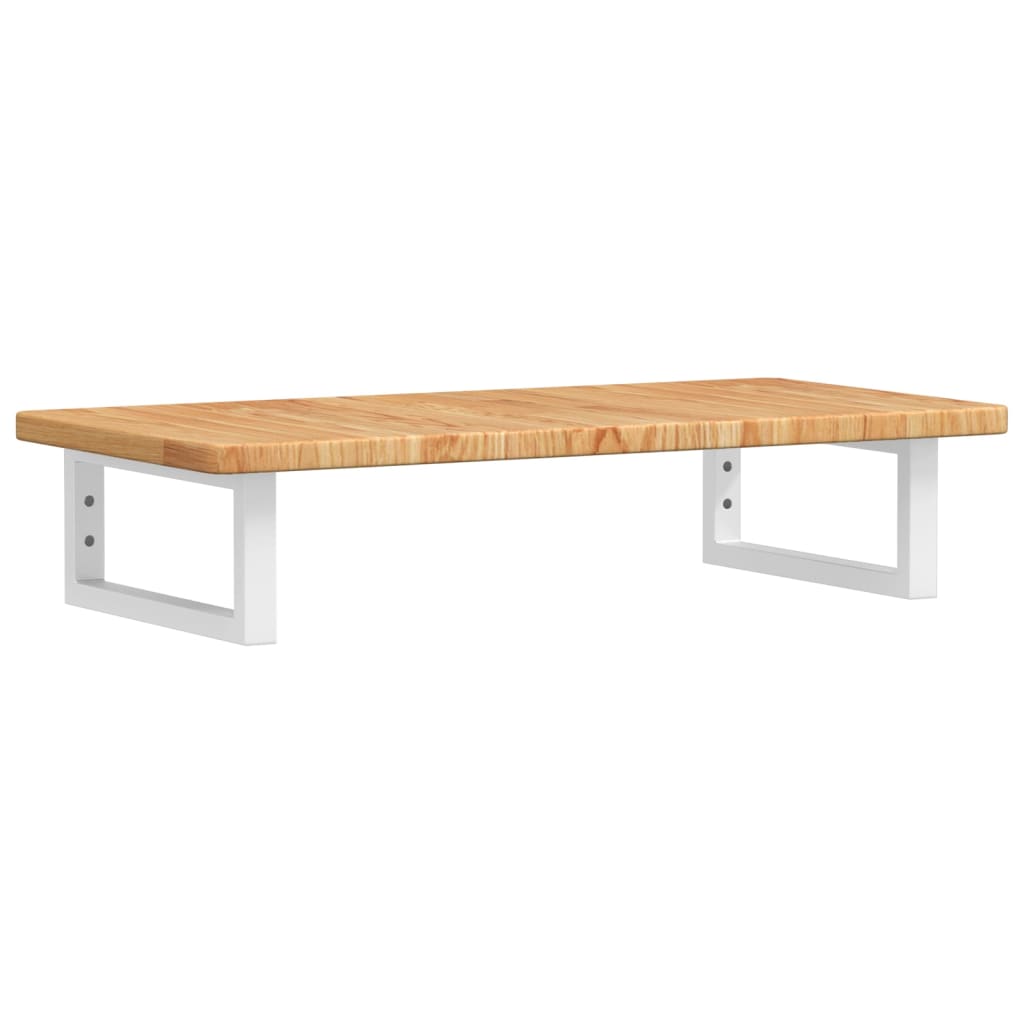 Badeværelseshylde Stål Og Massivt Egetræ Lysebrun Og Hvid