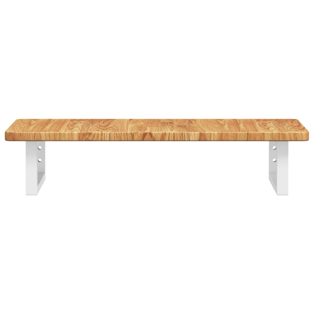 Badeværelseshylde Stål Og Massivt Egetræ Lysebrun Og Hvid