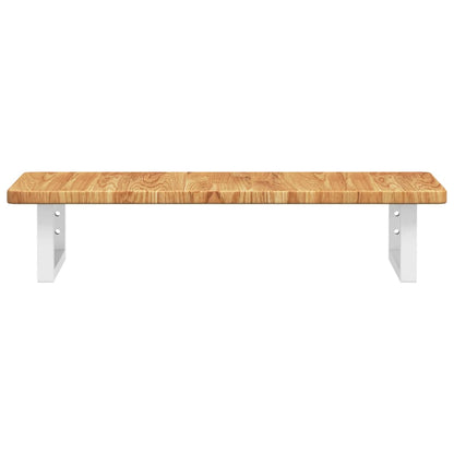 Badeværelseshylde Stål Og Massivt Egetræ Lysebrun Og Hvid