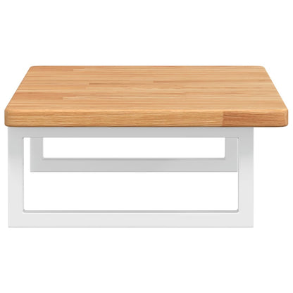 Badeværelseshylde Stål Og Massivt Egetræ Lysebrun Og Hvid