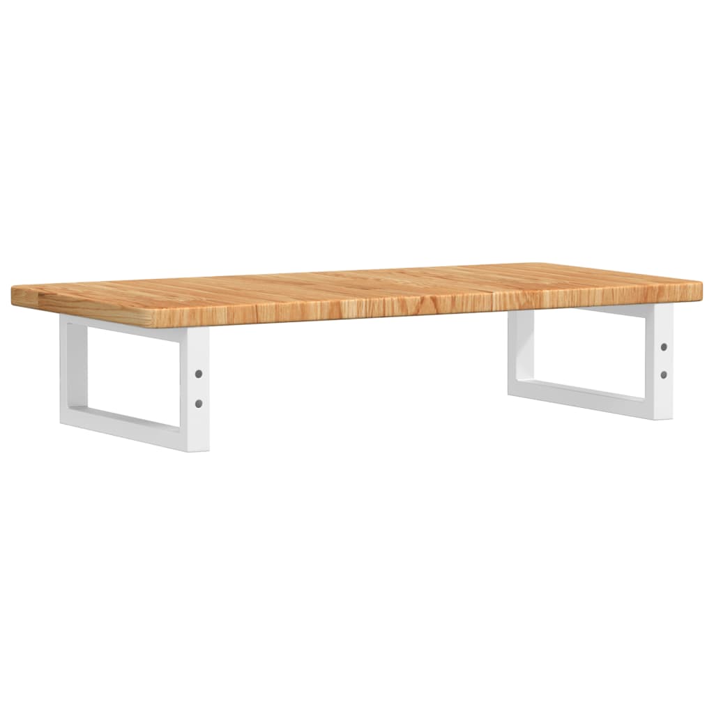 Badeværelseshylde Stål Og Massivt Egetræ Lysebrun Og Hvid