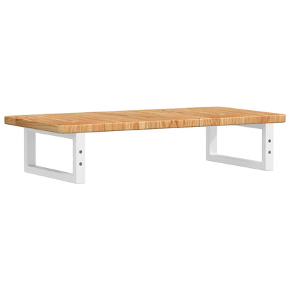 Badeværelseshylde Stål Og Massivt Egetræ Lysebrun Og Hvid