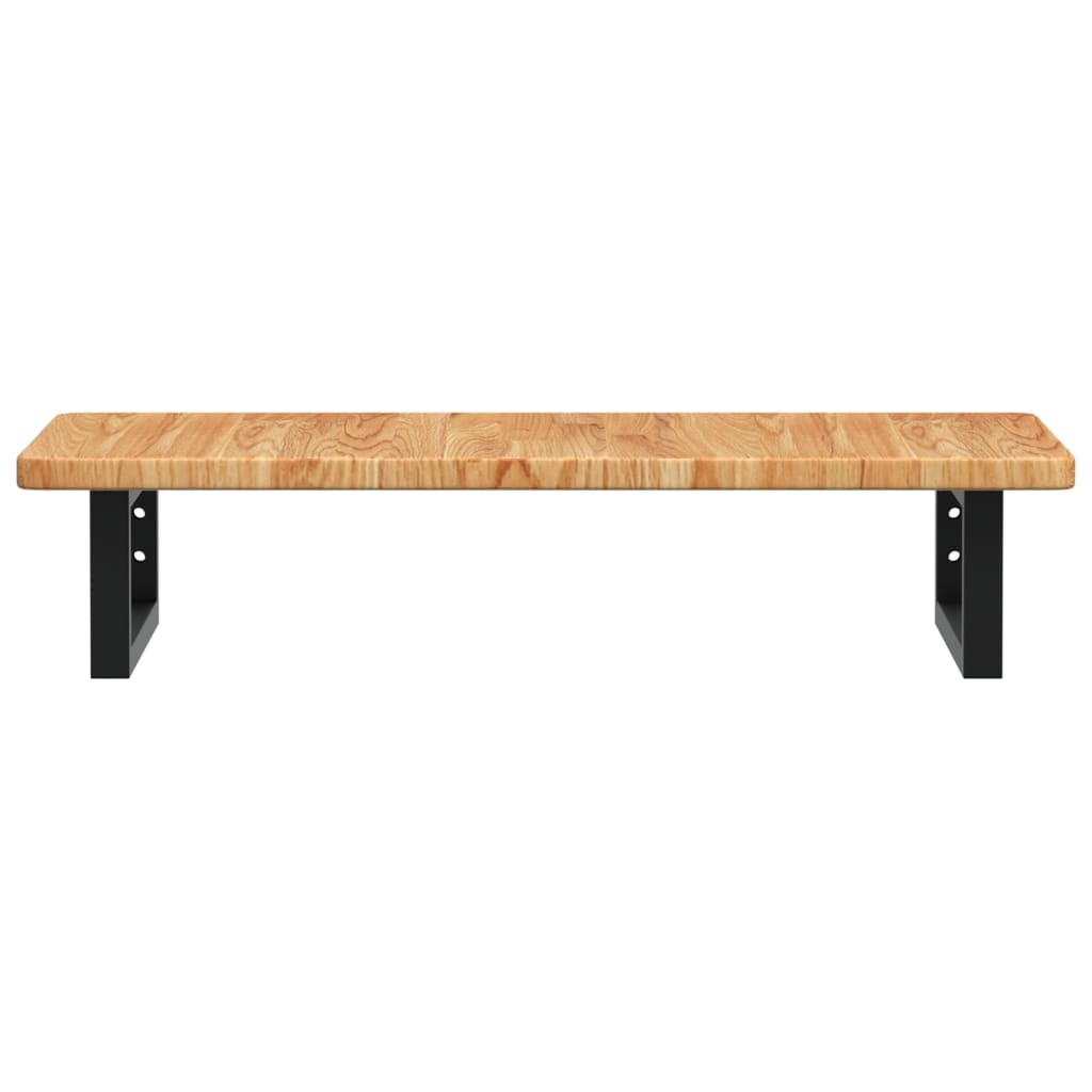 Badeværelseshylde Stål Og Massivt Egetræ Lysebrun Og Sort