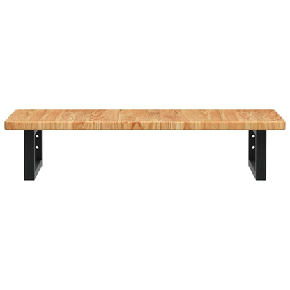 Badeværelseshylde Stål Og Massivt Egetræ Lysebrun Og Sort