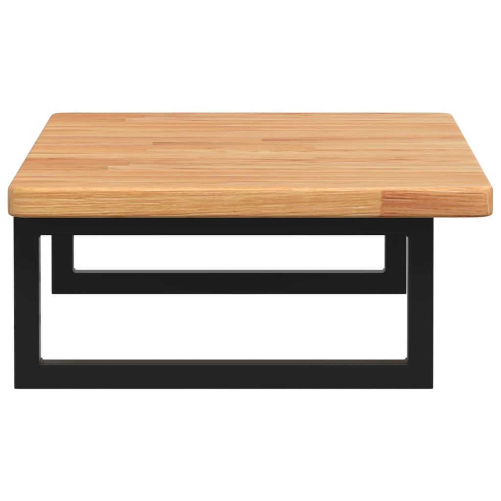 Badeværelseshylde Stål Og Massivt Egetræ Lysebrun Og Sort