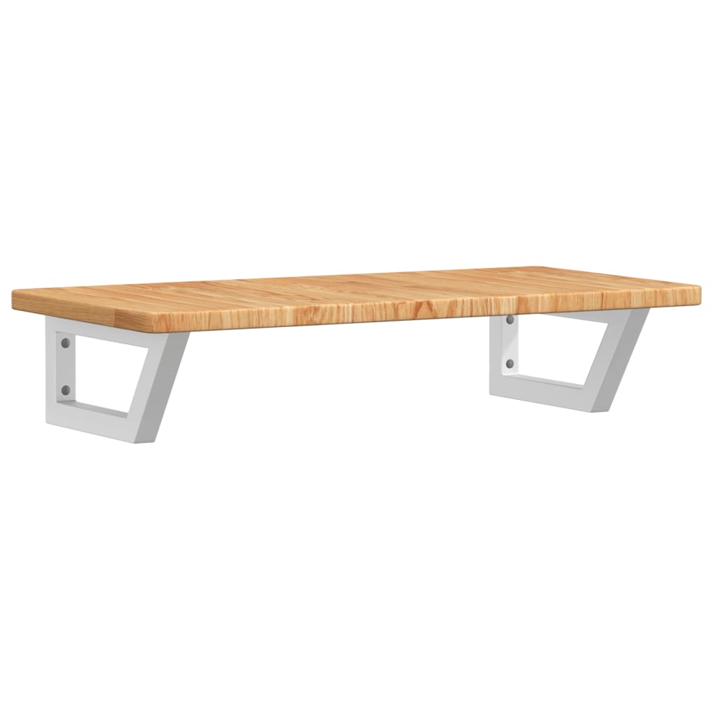 Badeværelseshylde Stål Og Massivt Egetræ Lysebrun Og Hvid