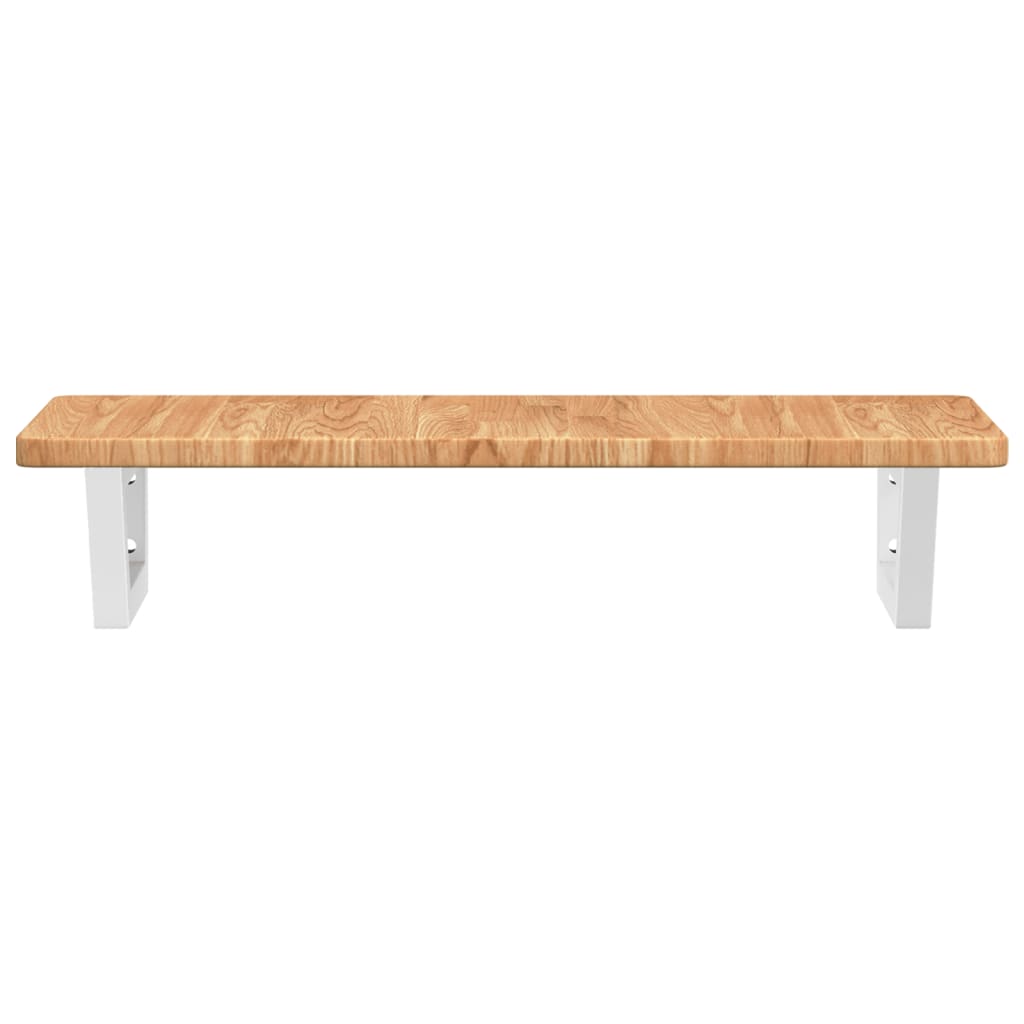 Badeværelseshylde Stål Og Massivt Egetræ Lysebrun Og Hvid