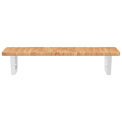 Badeværelseshylde Stål Og Massivt Egetræ Lysebrun Og Hvid