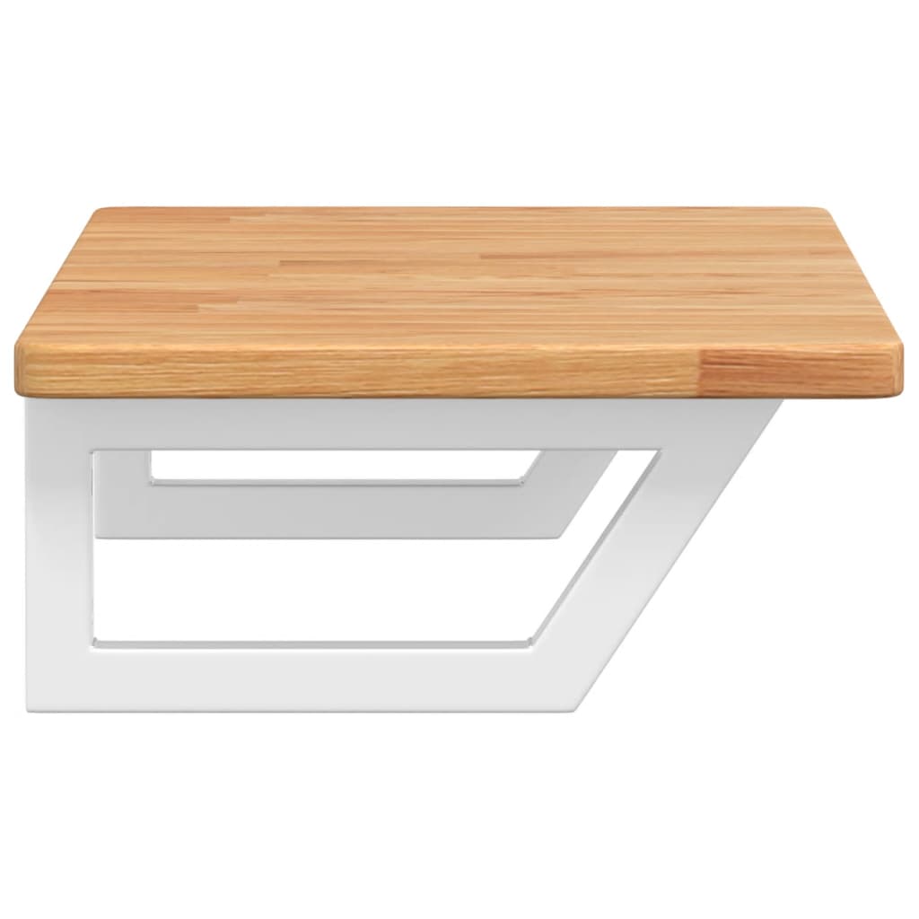 Badeværelseshylde Stål Og Massivt Egetræ Lysebrun Og Hvid