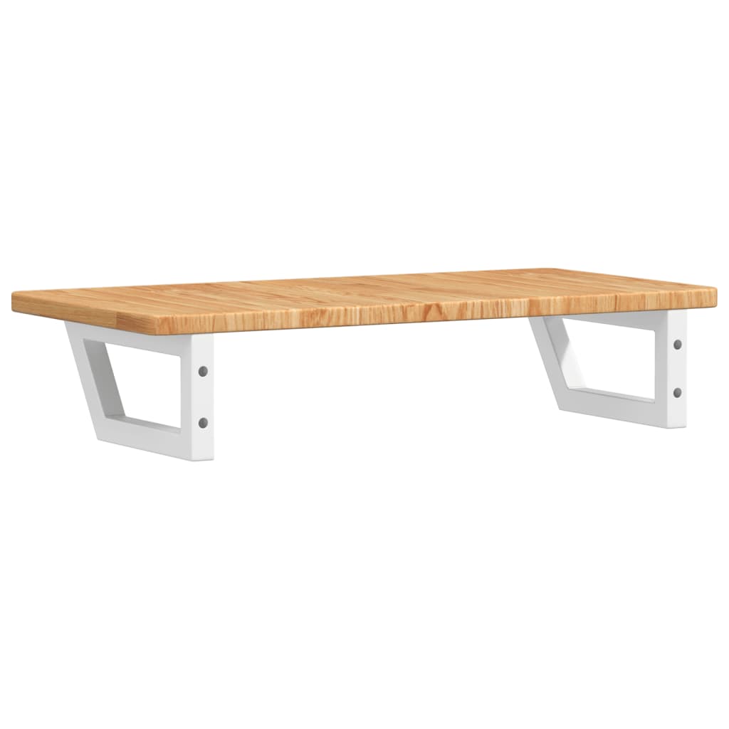 Badeværelseshylde Stål Og Massivt Egetræ Lysebrun Og Hvid