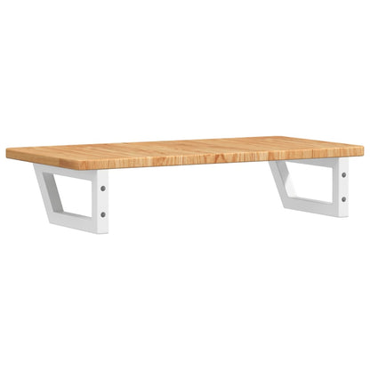 Badeværelseshylde Stål Og Massivt Egetræ Lysebrun Og Hvid