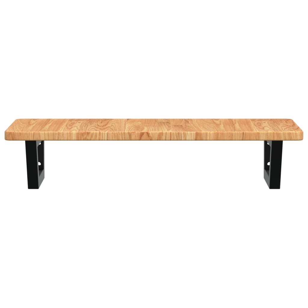 Badeværelseshylde Stål Og Massivt Egetræ Lysebrun Og Sort