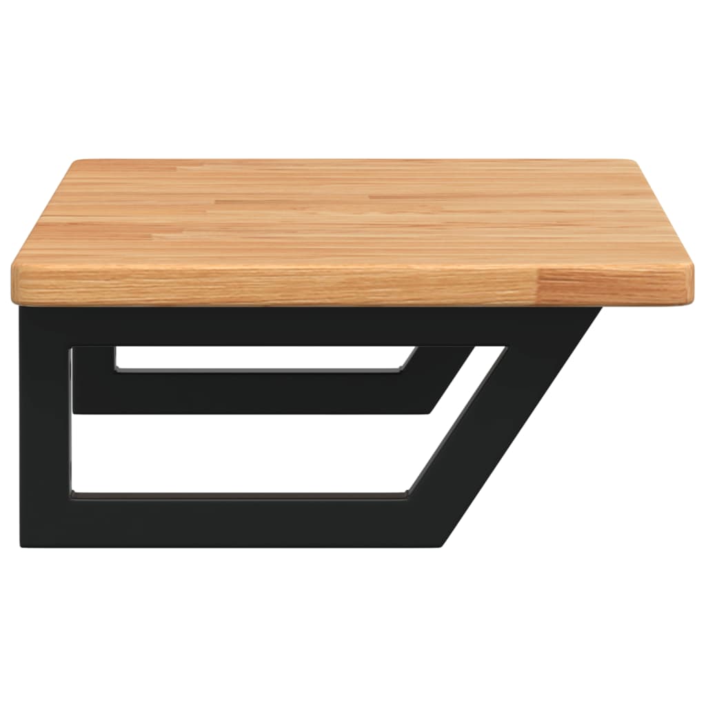 Badeværelseshylde Stål Og Massivt Egetræ Lysebrun Og Sort