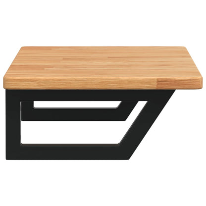 Badeværelseshylde Stål Og Massivt Egetræ Lysebrun Og Sort