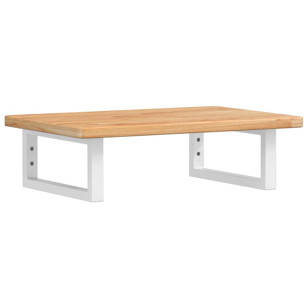 Badeværelseshylde Stål Og Massivt Egetræ Lysebrun Og Hvid