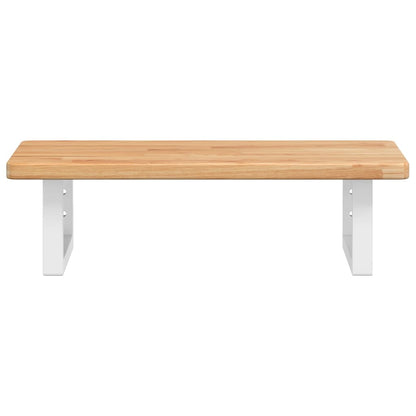 Badeværelseshylde Stål Og Massivt Egetræ Lysebrun Og Hvid