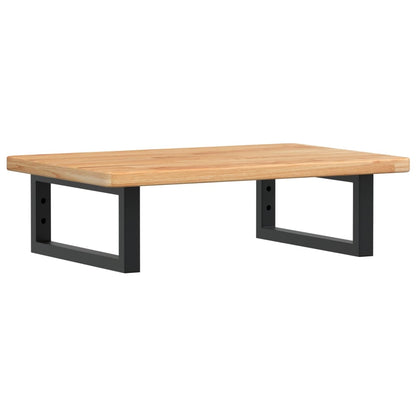 Badeværelseshylde Stål Og Massivt Egetræ Lysebrun Og Sort