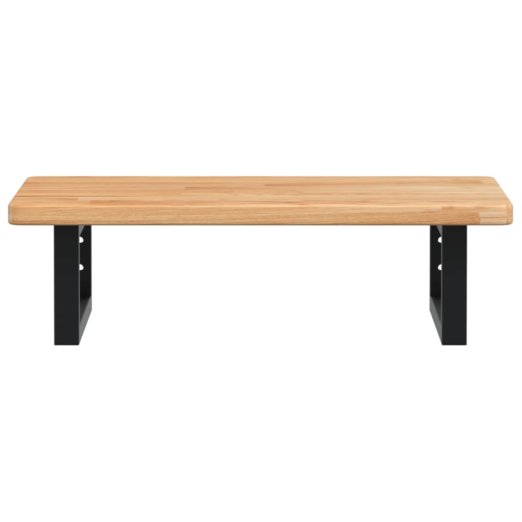 Badeværelseshylde Stål Og Massivt Egetræ Lysebrun Og Sort